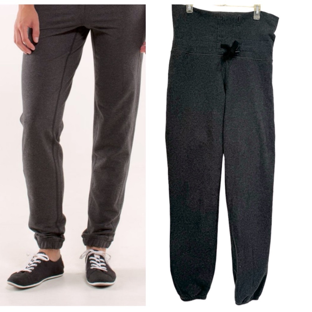 Lululemon Track Pants Joggers Cotton Stretch Logo High Waist Band French Terry